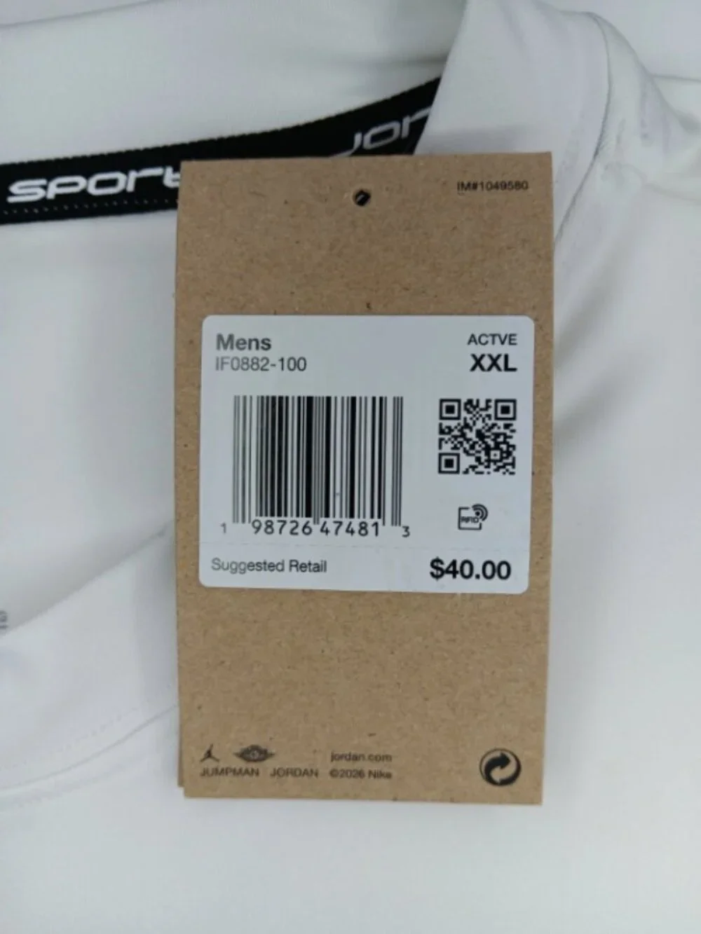 Nike Jordan Sport Essentials Men's Dri-FIT Short-Sleeve Top White Size XXL